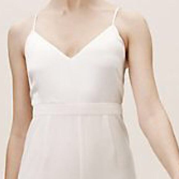New BHLDN x Jill Stuart Nicki Jumpsuit $328 Sz 6 Off-White BRIDAL Wide-leg Crepe - Picture 3 of 7